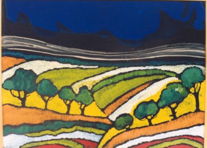 Ljerka Njerš: Prigorski krajolik, emajl, 1986. 60x81
