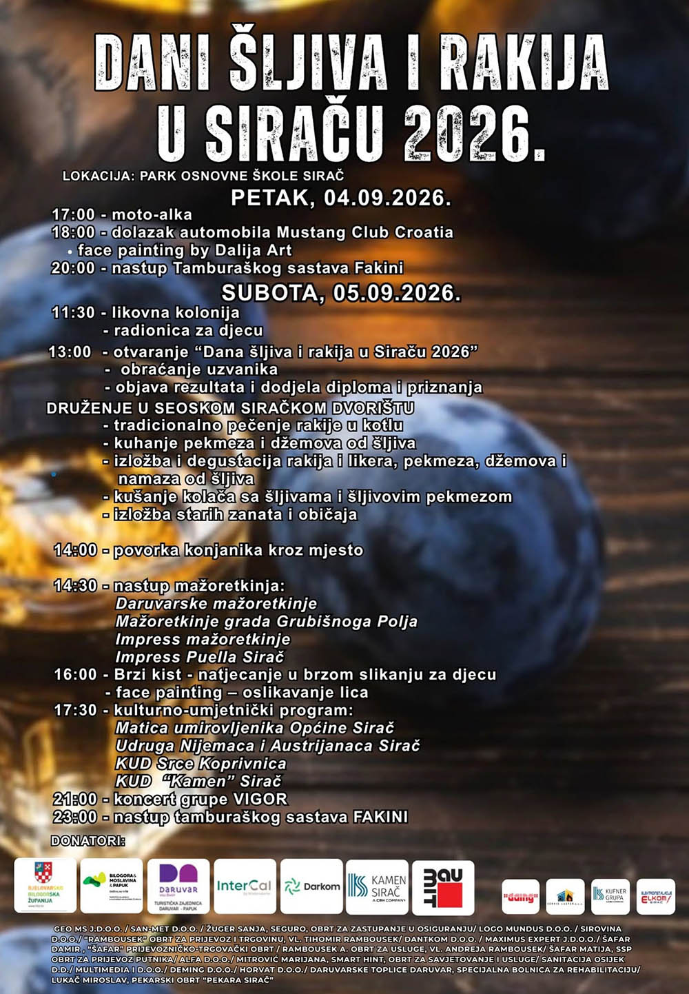 Dani šljiva i rakija 2026 - Plakat za web